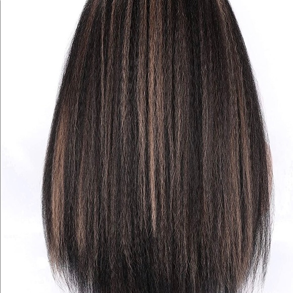 - Human hair blend Yaki straight headband wig